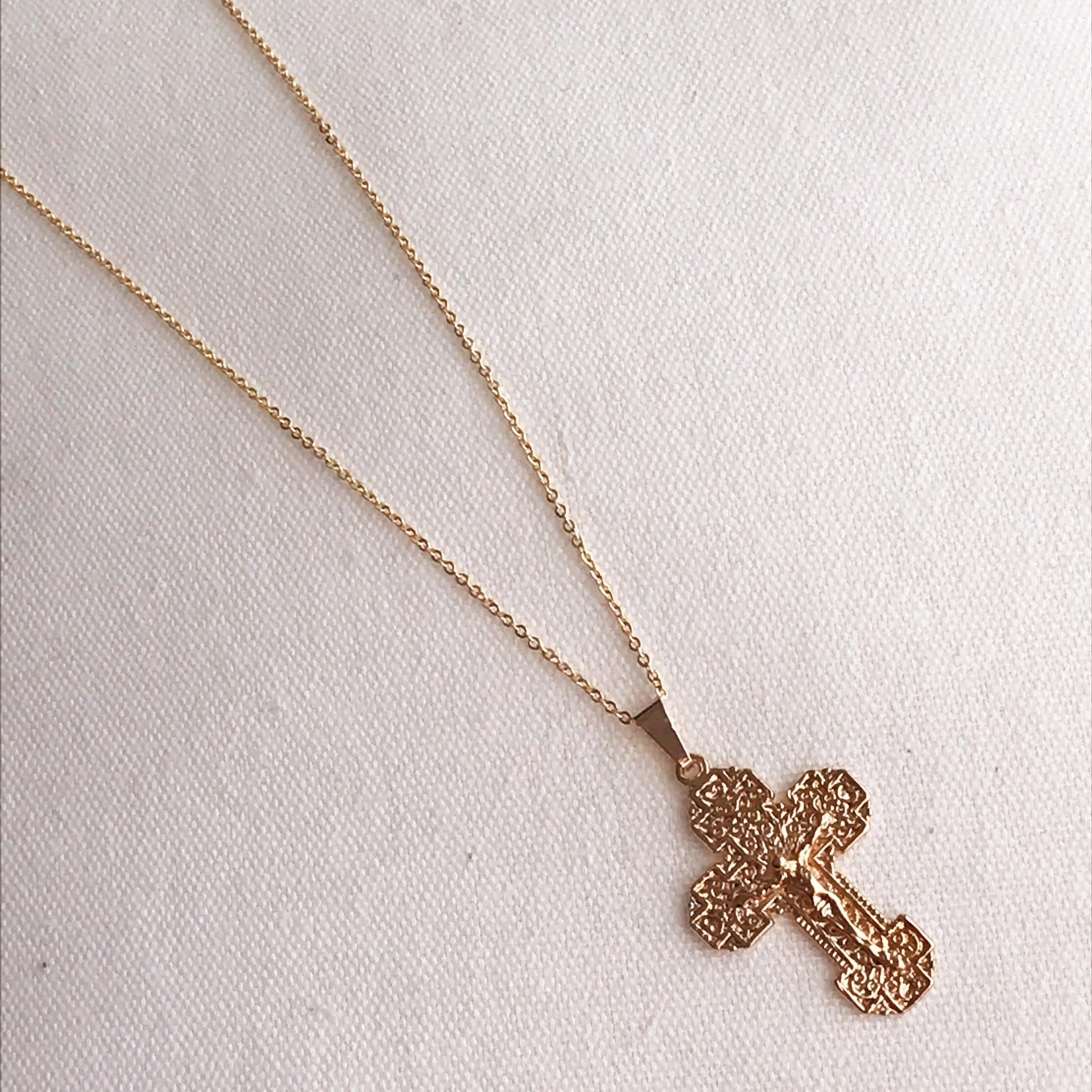 Gold Filled Cross Charm Necklace | Faith-Inspired Pendant for Daily Wear by HAUS OF MONOGRAM