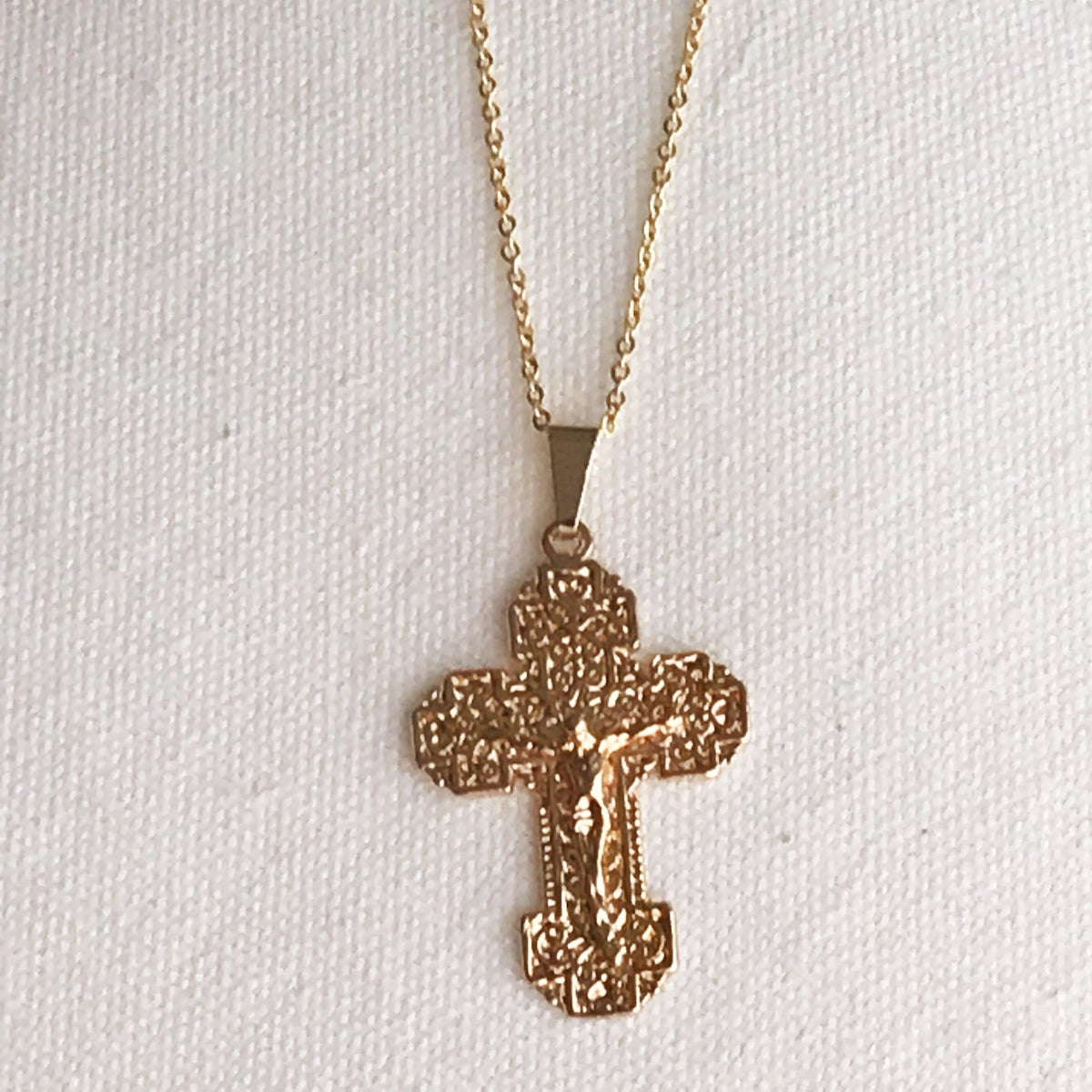 18KT Gold Filled Necklaces, Gold Filled Cross Charm Necklace | Faith-Inspired Pendant for Daily Wear by HAUS OF MONOGRAM