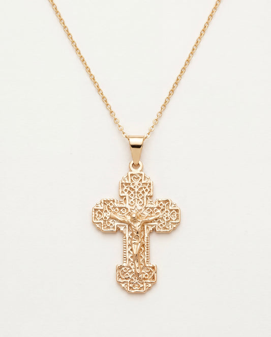 18KT Gold Filled Necklaces, Gold Filled Cross Charm Necklace | Faith-Inspired Pendant for Daily Wear by HAUS OF MONOGRAM