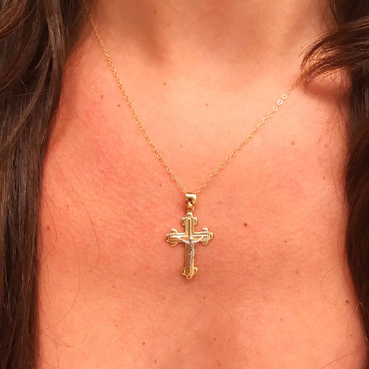 18KT Gold Filled Necklaces, Gold Filled Cross Necklace | 18mm Charm | 16–20" Chain by HAUS OF MONOGRAM