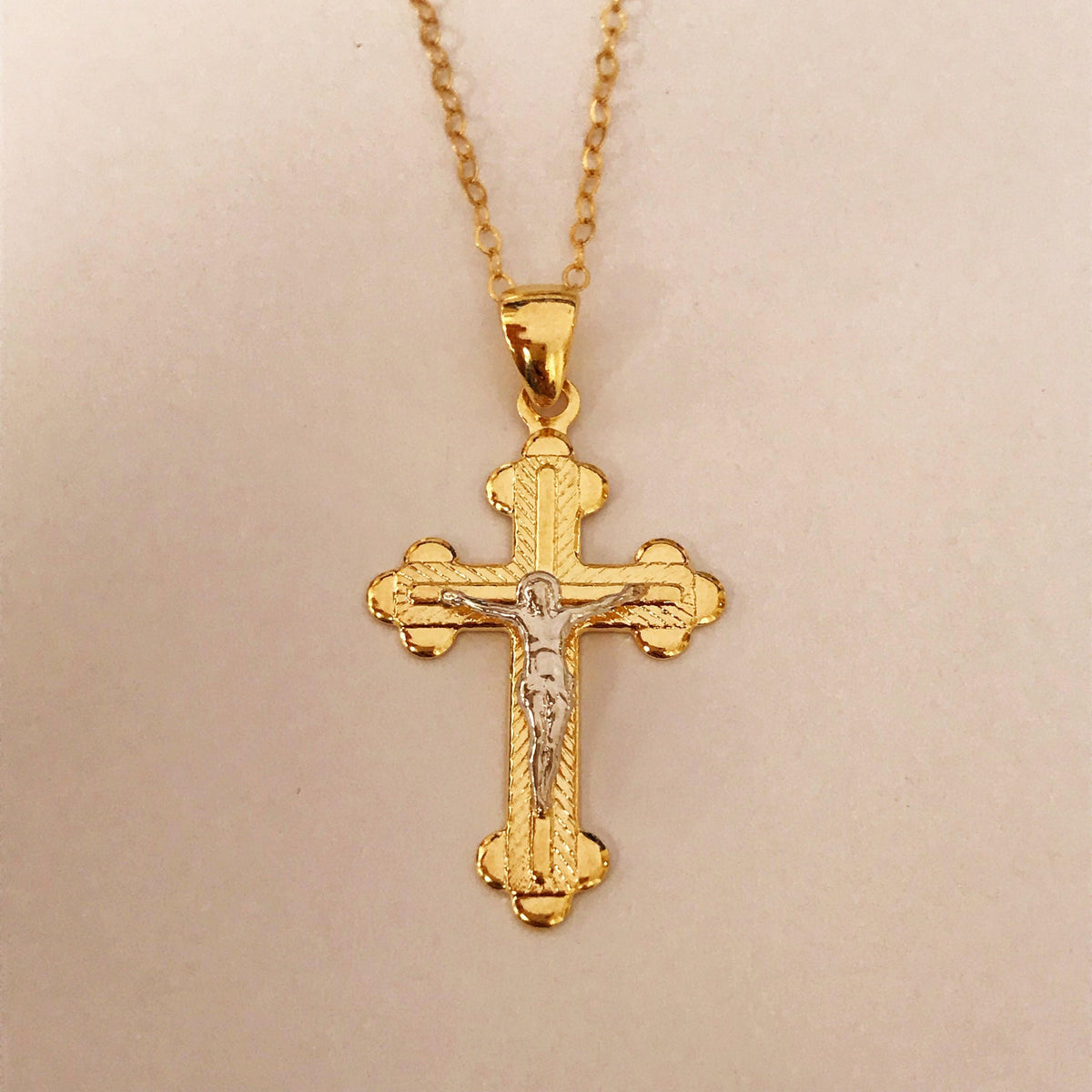 18KT Gold Filled Necklaces, Gold Filled Cross Necklace | 18mm Charm | 16–20" Chain by HAUS OF MONOGRAM