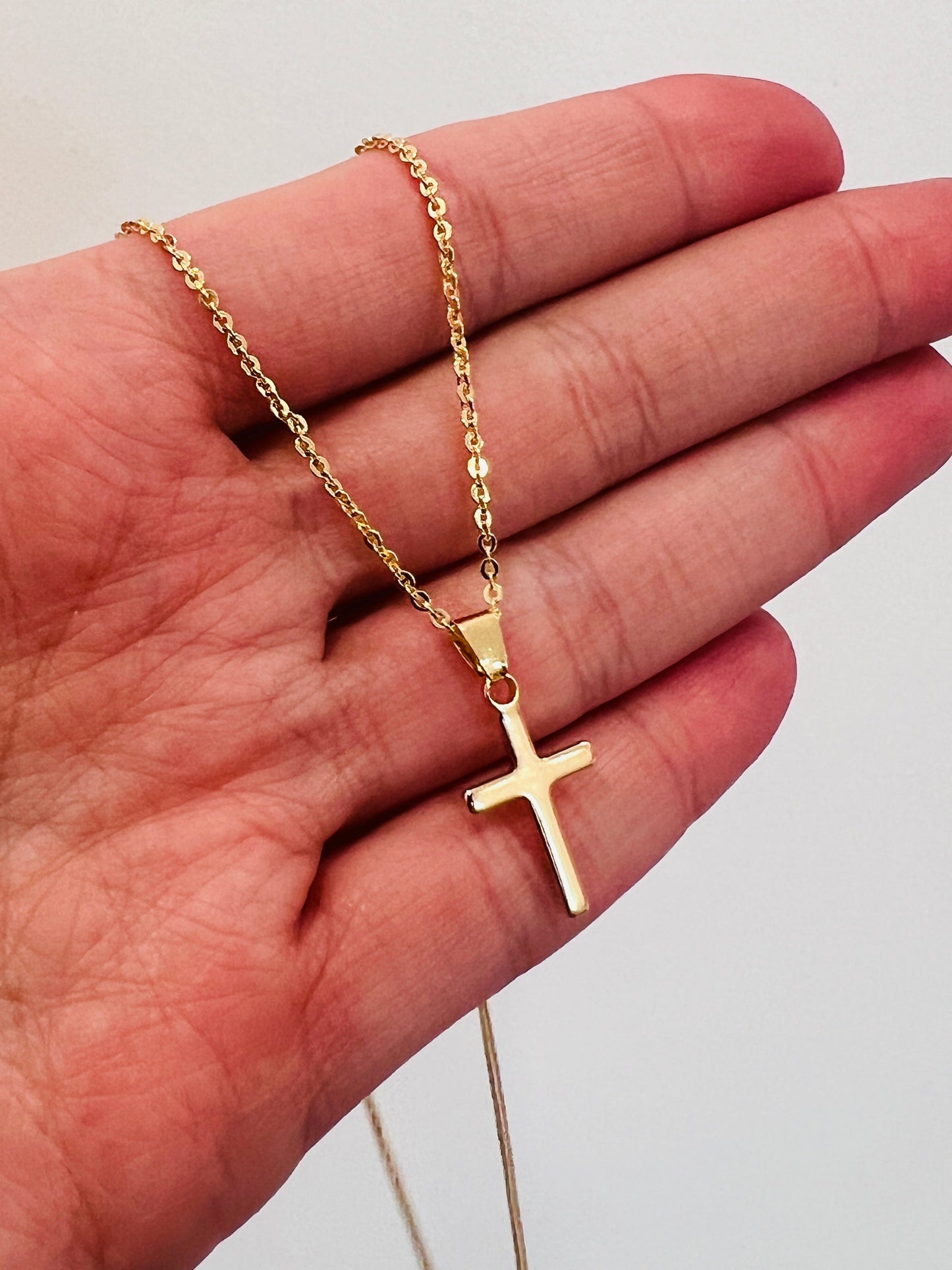 Gold Filled Cross Necklace | 1mm Chain | 16–20 Inch Length by HAUS OF MONOGRAM