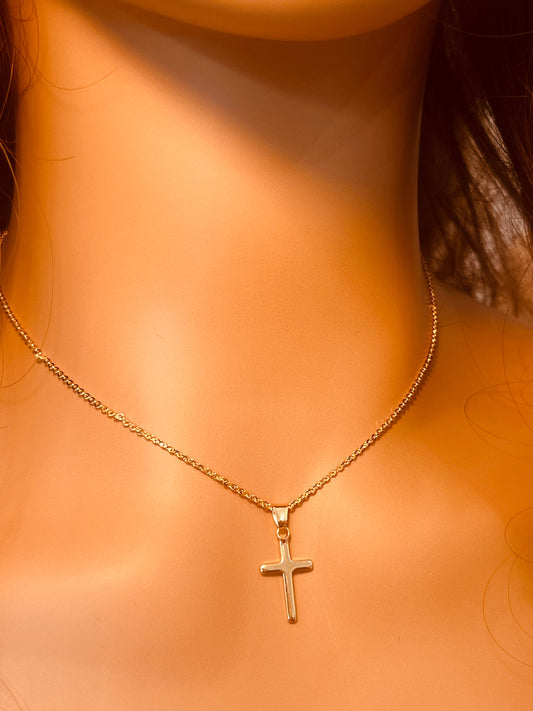 Gold Filled Cross Necklace | 1mm Chain | 16–20 Inch Length by HAUS OF MONOGRAM