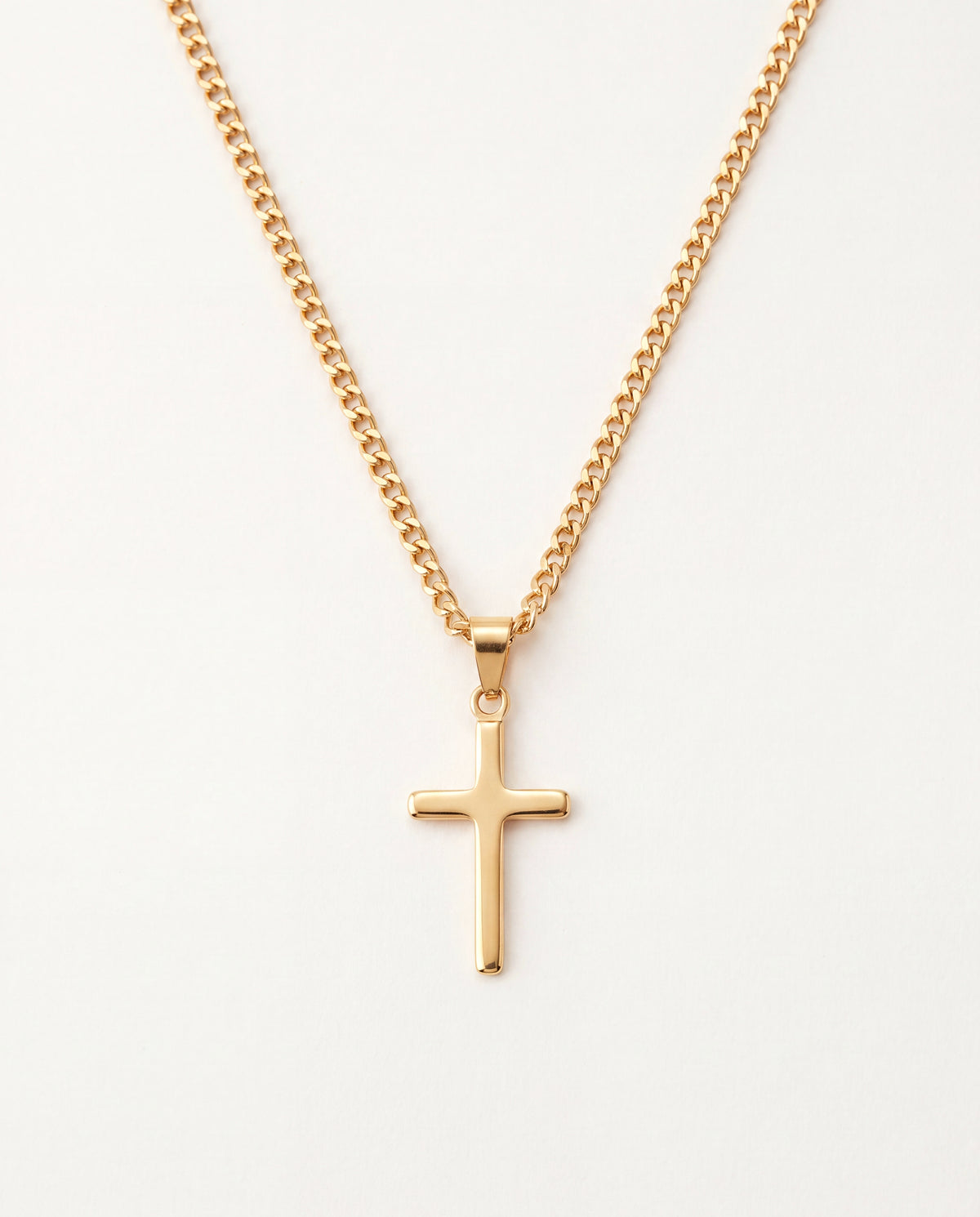18KT Gold Filled Necklaces, Gold Filled Cross Necklace | 2mm Chain | 21x38mm Pendant by HAUS OF MONOGRAM