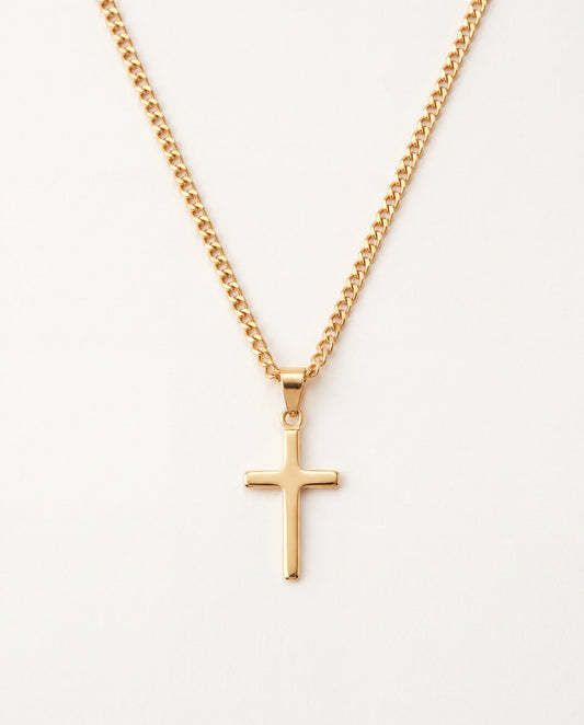 18KT Gold Filled Necklaces, Gold Filled Cross Necklace | 2mm Chain | 21x38mm Pendant by HAUS OF MONOGRAM