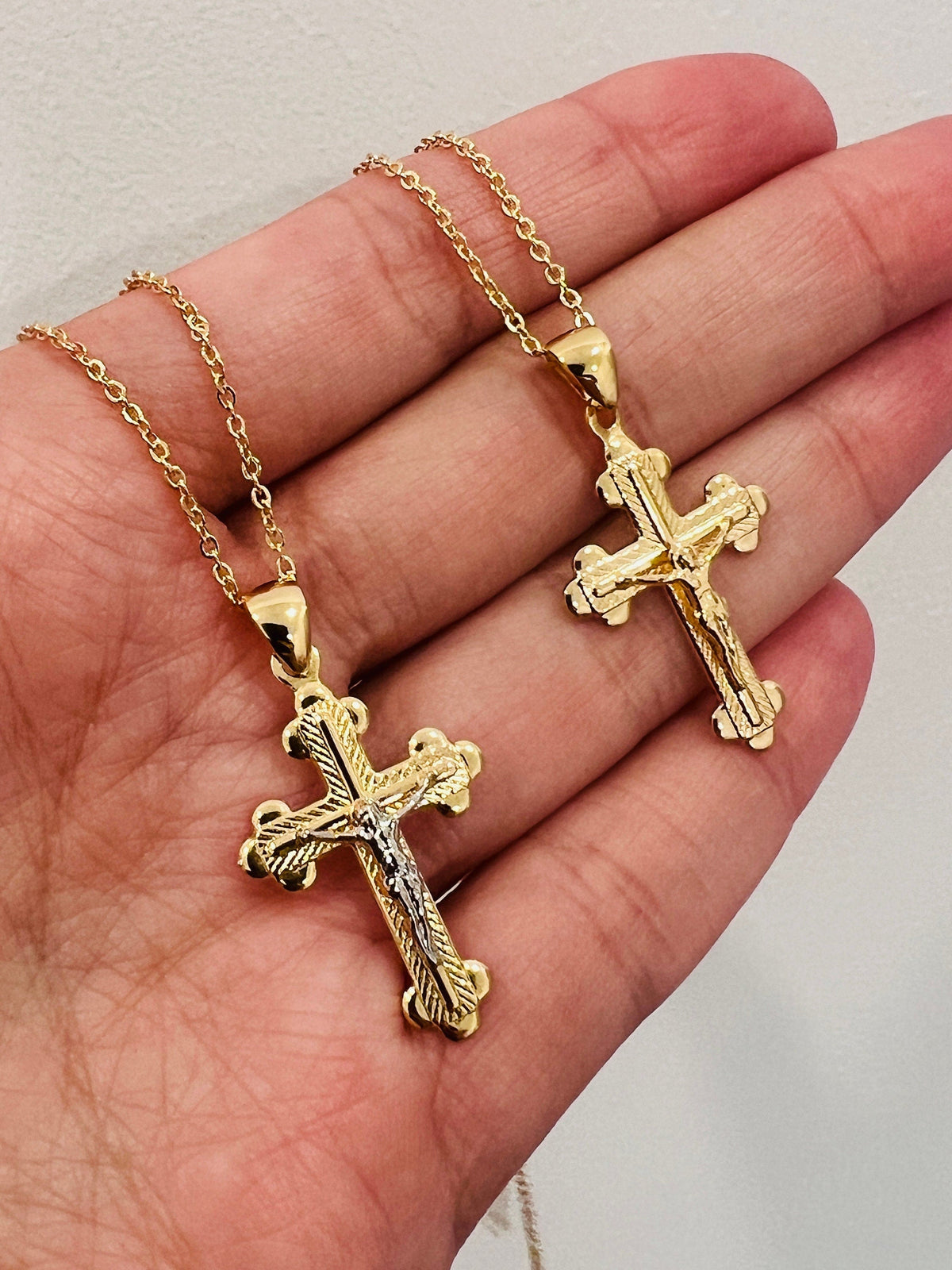 18KT Gold Filled Necklaces, Gold Filled Cross Necklace | Bold Faith Pendant by HAUS OF MONOGRAM