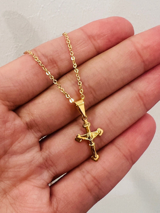 18KT Gold Filled Necklaces, Gold Filled Cross Necklace | Dainty Faith Pendant by HAUS OF MONOGRAM