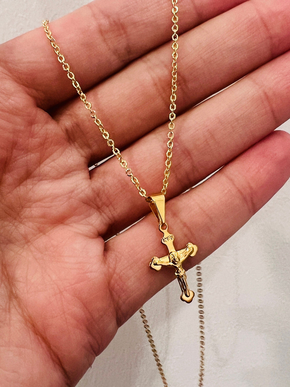 18KT Gold Filled Necklaces, Gold Filled Cross Necklace | Dainty Faith Pendant by HAUS OF MONOGRAM