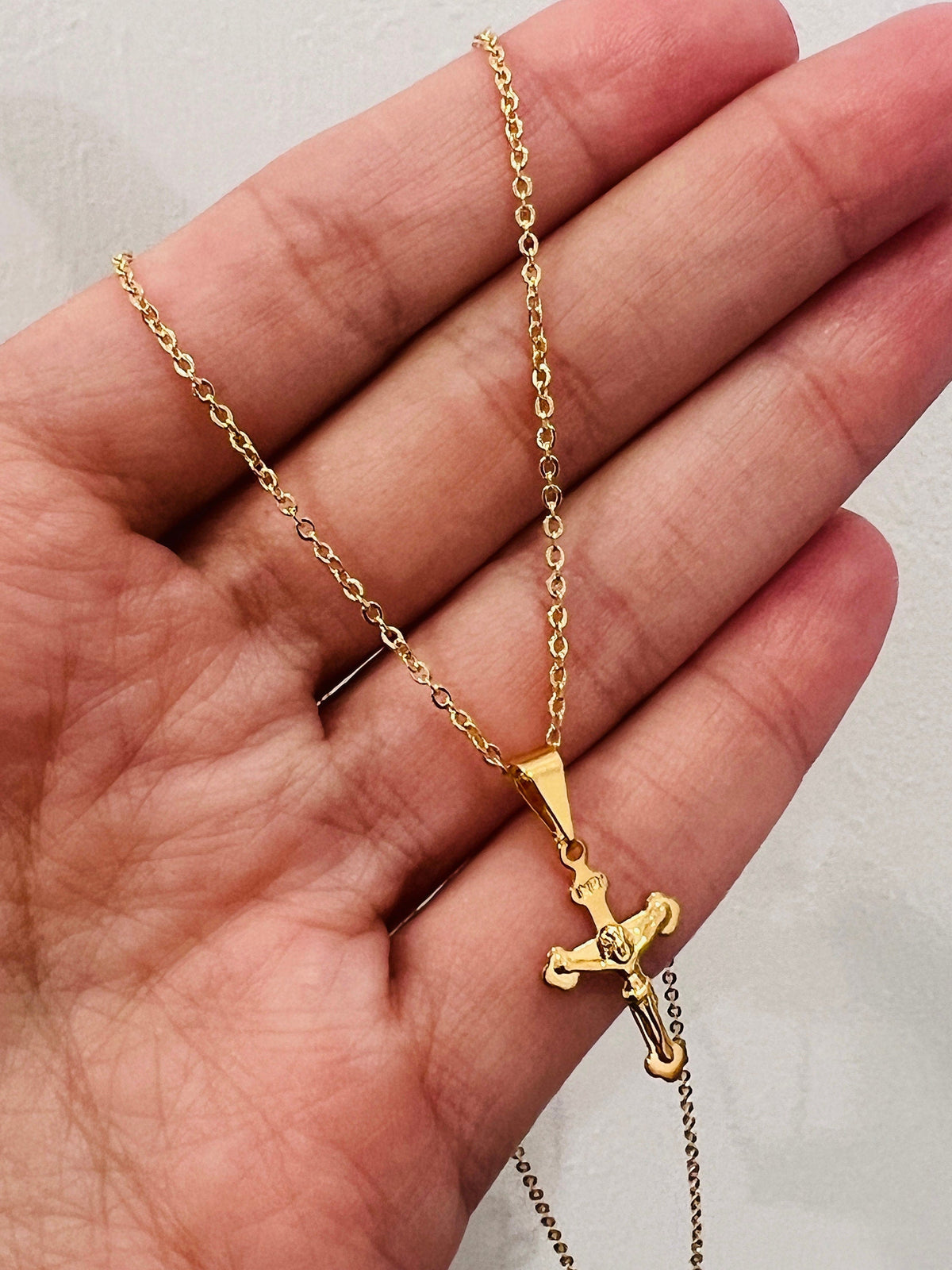 18KT Gold Filled Necklaces, Gold Filled Cross Necklace | Dainty Faith Pendant by HAUS OF MONOGRAM