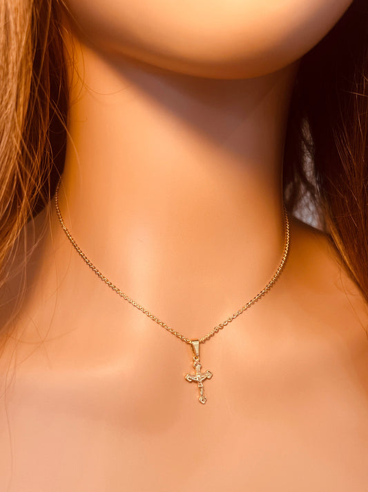 18KT Gold Filled Necklaces, Gold Filled Cross Necklace | Minimal Faith-Inspired Pendant by HAUS OF MONOGRAM