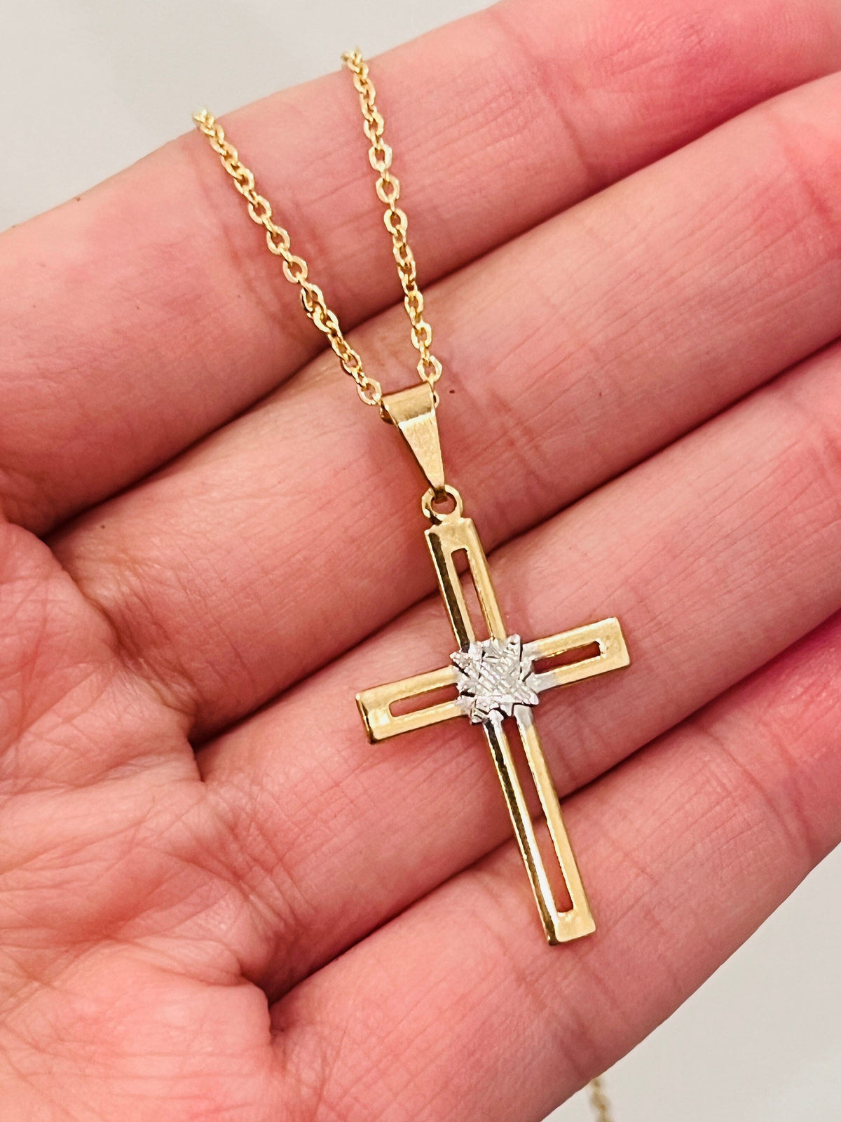 18KT Gold Filled Necklaces, Gold Filled Cross Necklace | Minimalist Faith Pendant in Gold by HAUS OF MONOGRAM