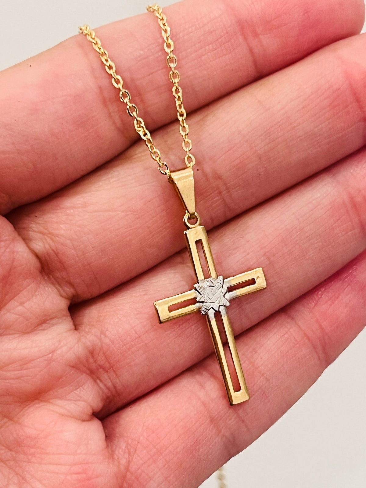 18KT Gold Filled Necklaces, Gold Filled Cross Necklace | Minimalist Faith Pendant in Gold by HAUS OF MONOGRAM