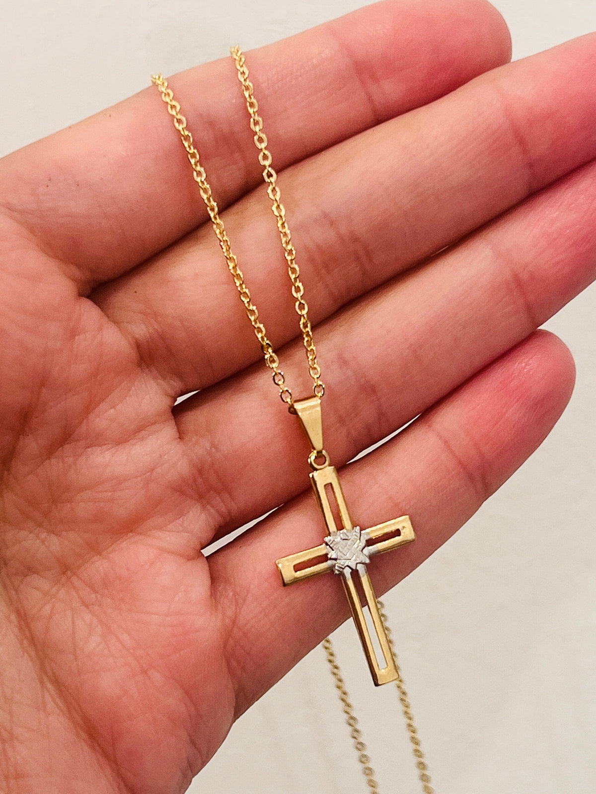 18KT Gold Filled Necklaces, Gold Filled Cross Necklace | Minimalist Faith Pendant in Gold by HAUS OF MONOGRAM