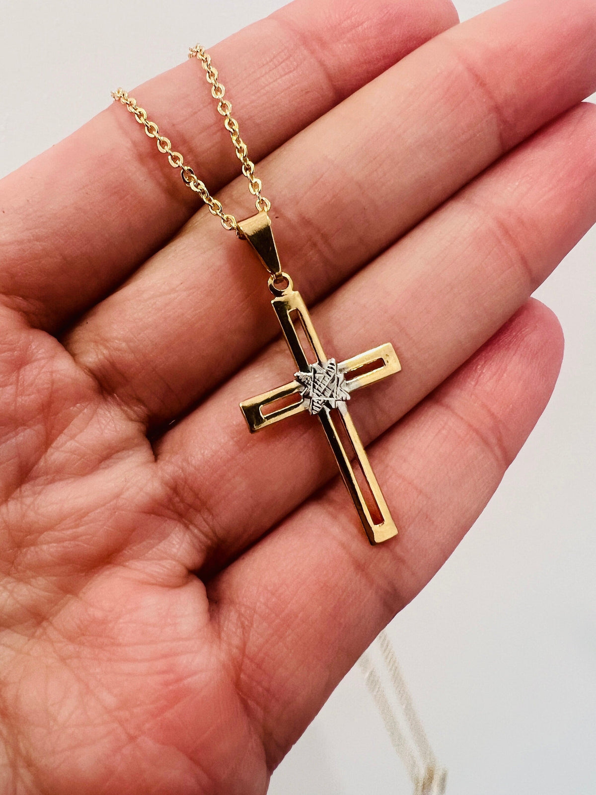 18KT Gold Filled Necklaces, Gold Filled Cross Necklace | Minimalist Faith Pendant in Gold by HAUS OF MONOGRAM