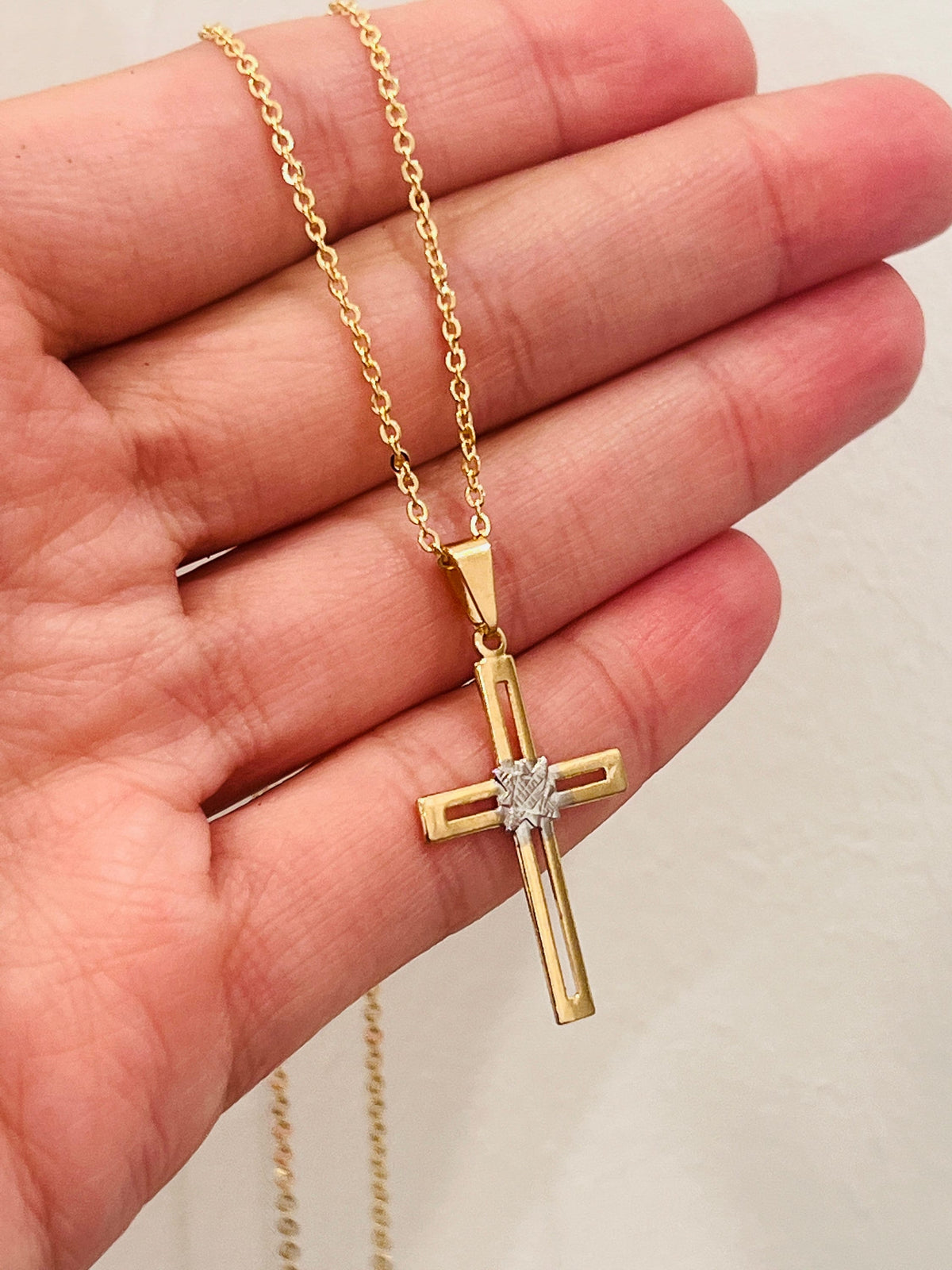 18KT Gold Filled Necklaces, Gold Filled Cross Necklace | Minimalist Faith Pendant in Gold by HAUS OF MONOGRAM