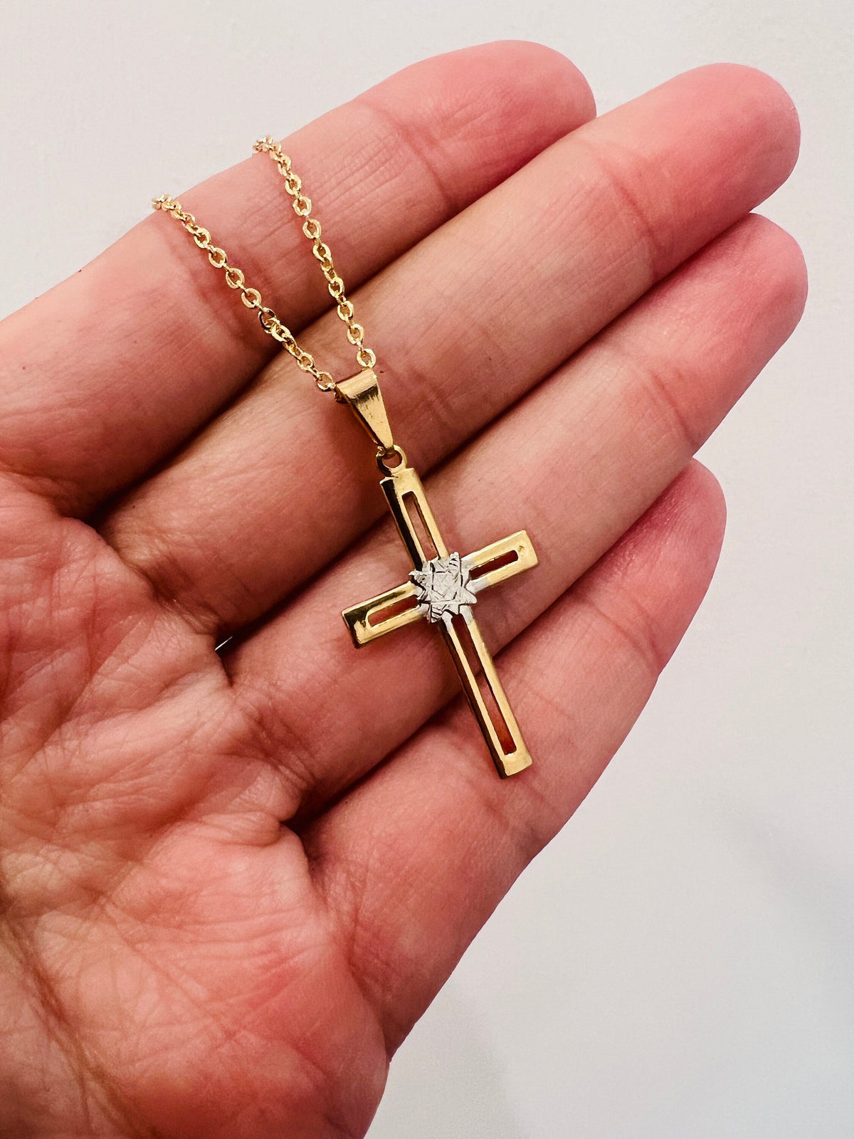 18KT Gold Filled Necklaces, Gold Filled Cross Necklace | Minimalist Faith Pendant in Gold by HAUS OF MONOGRAM