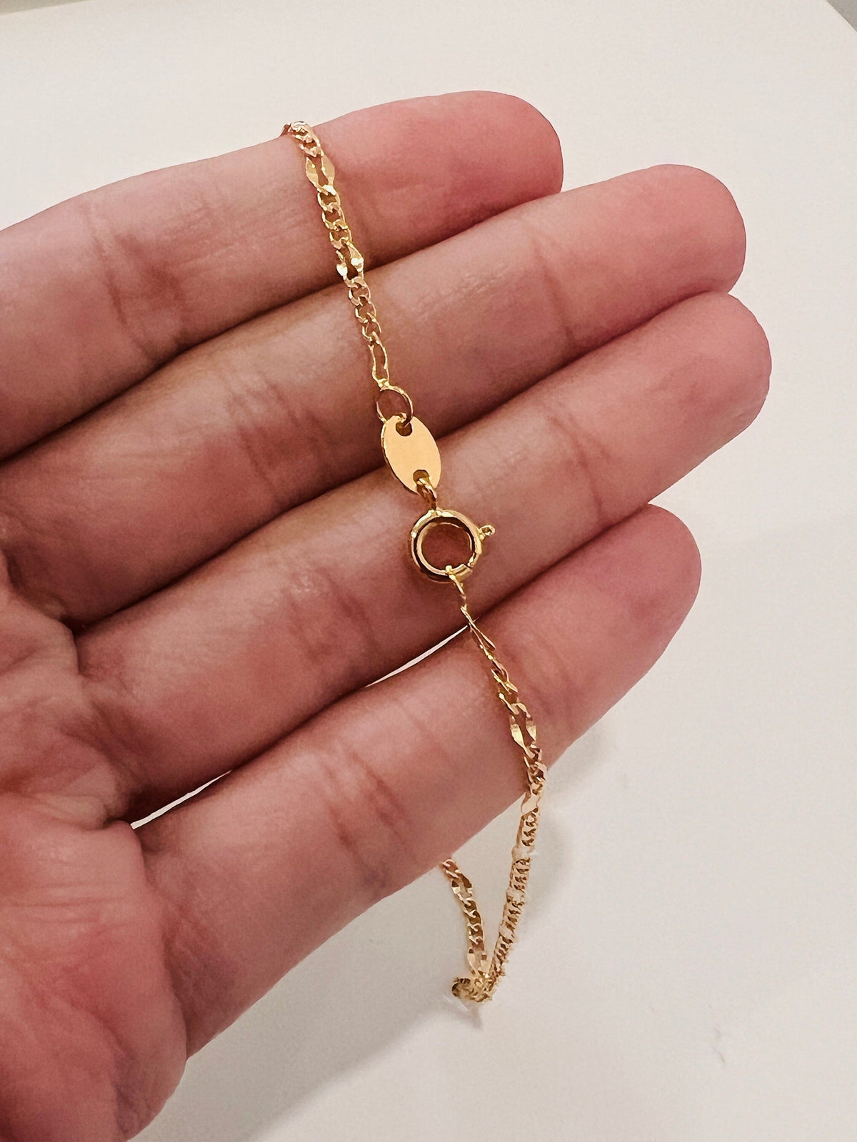 18KT Gold Filled Anklets, Gold Filled Curb Anklet | 1mm Chain | 10" Length by HAUS OF MONOGRAM