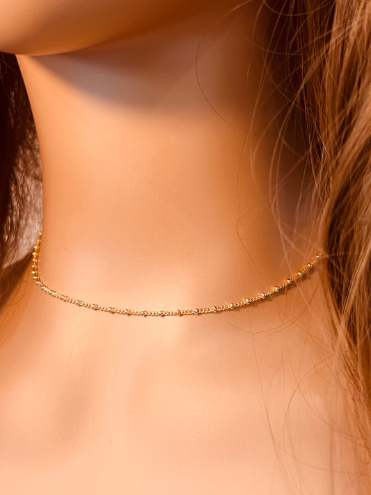 18KT Gold Filled Necklaces, Gold Filled Curb Ball Necklace | 1mm Chain 14–20 Inches by HAUS OF MONOGRAM