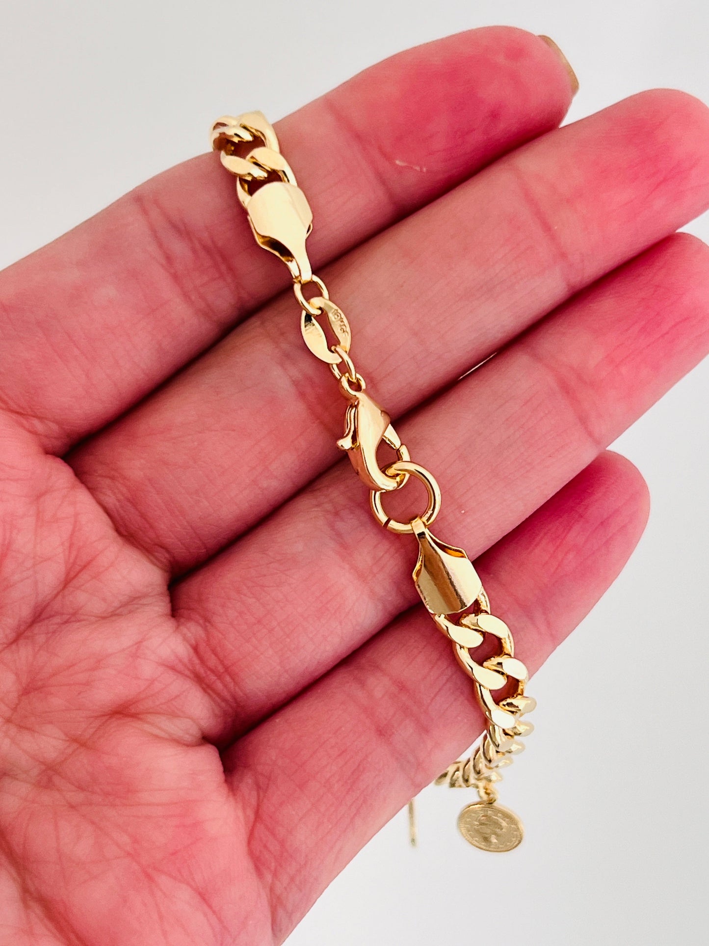 18KT Gold Filled Bracelets, Gold Filled Curb Bracelet | Coin Charm Statement Piece by HAUS OF MONOGRAM