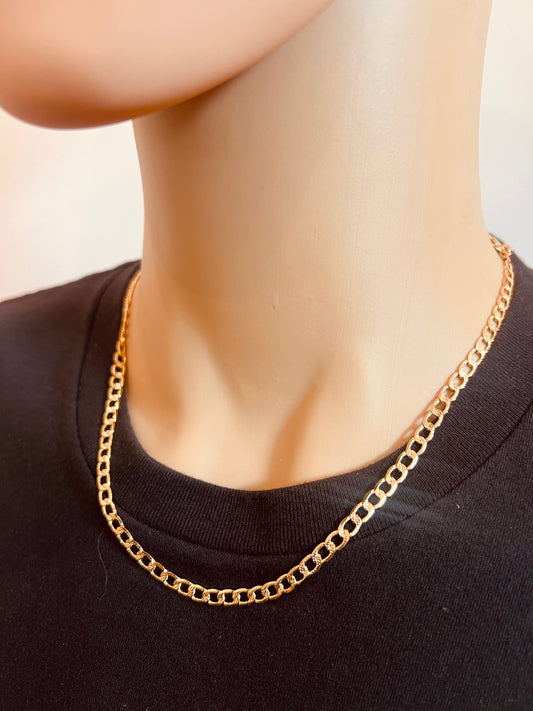 18KT Gold Filled Men's Chains, Gold Filled Curb Chain | 4mm Beveled Links | 20–24" by HAUS OF MONOGRAM