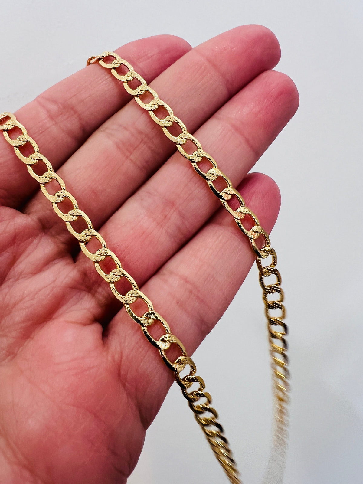 18KT Gold Filled Men's Chains, Gold Filled Curb Chain | 4mm Beveled Links | 20–24" by HAUS OF MONOGRAM