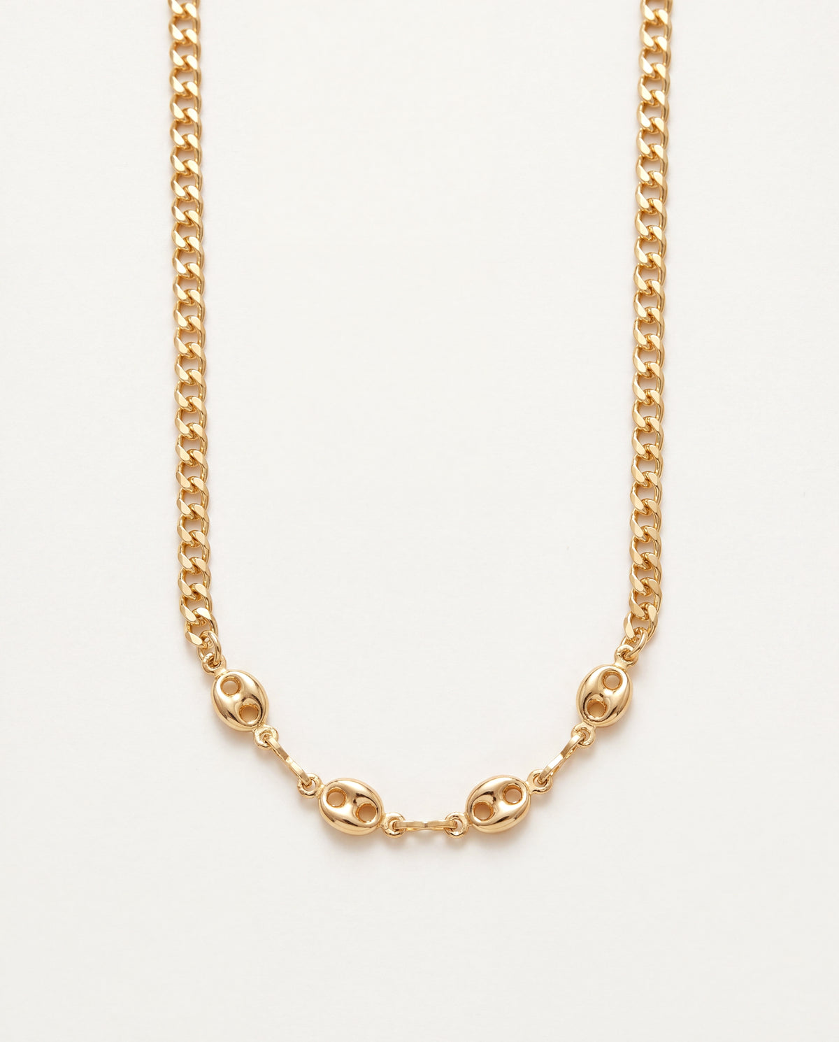 18KT Gold Filled Necklaces, Gold Filled Curb Chain Necklace | 16" + 2" Puff Accent Layering Chain by HAUS OF MONOGRAM