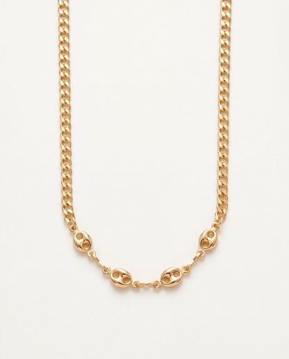 18KT Gold Filled Necklaces, Gold Filled Curb Chain Necklace | 16" + 2" Puff Accent Layering Chain by HAUS OF MONOGRAM