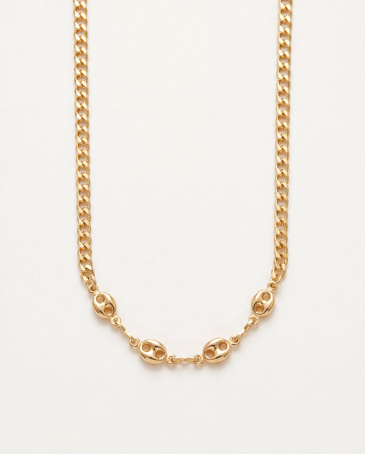 18KT Gold Filled Necklaces, Gold Filled Curb Chain Necklace | 16" + 2" Puff Accent Layering Chain by HAUS OF MONOGRAM