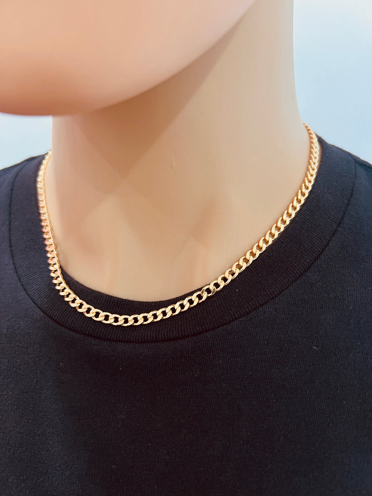 18KT Gold Filled Men's Chains, Gold Filled Curb Chain Necklace | 4mm Width | 16–24" by HAUS OF MONOGRAM