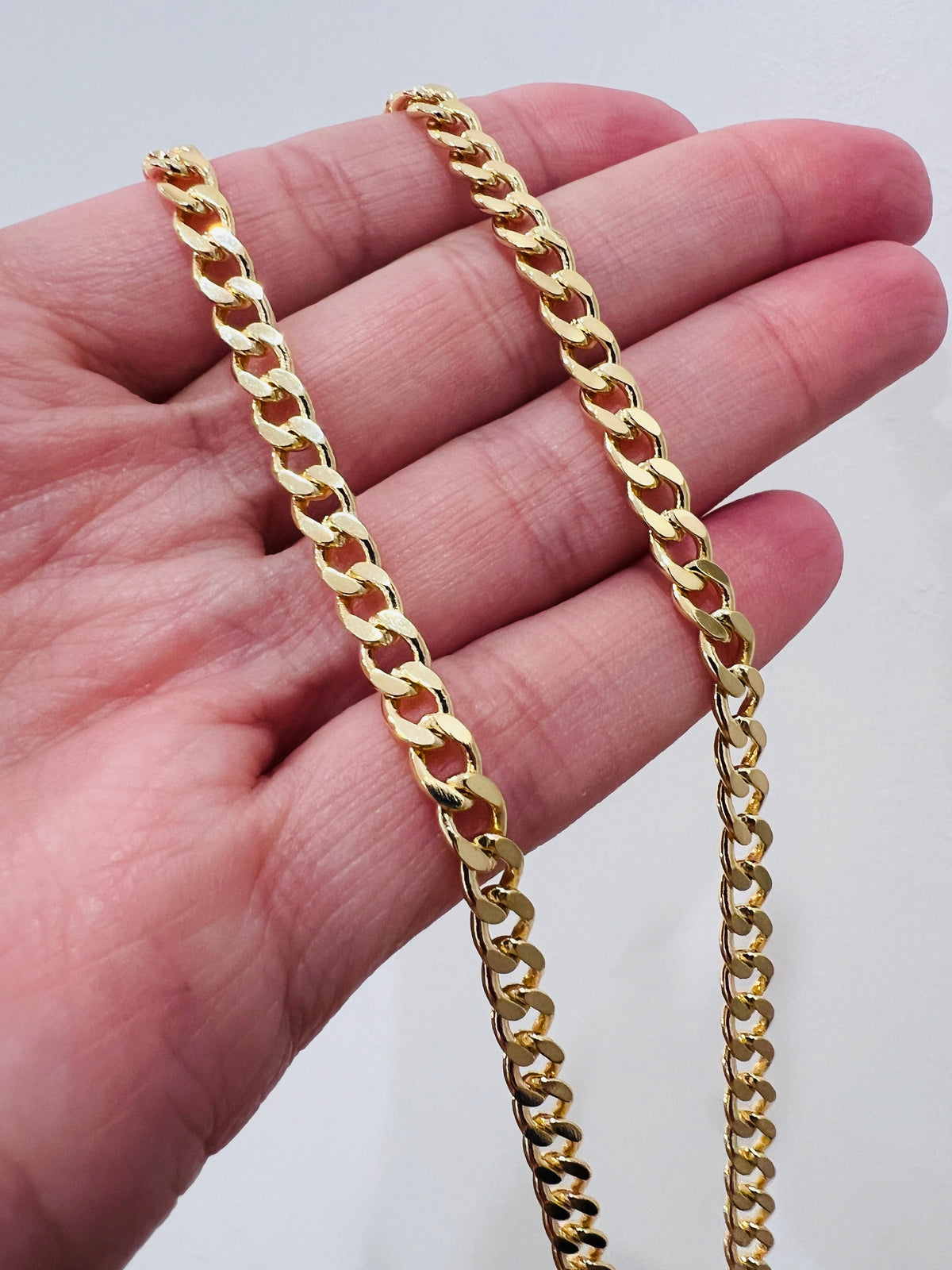 18KT Gold Filled Necklaces, Gold Filled 4mm Curb Necklace | Unisex Chain by HAUS OF MONOGRAM