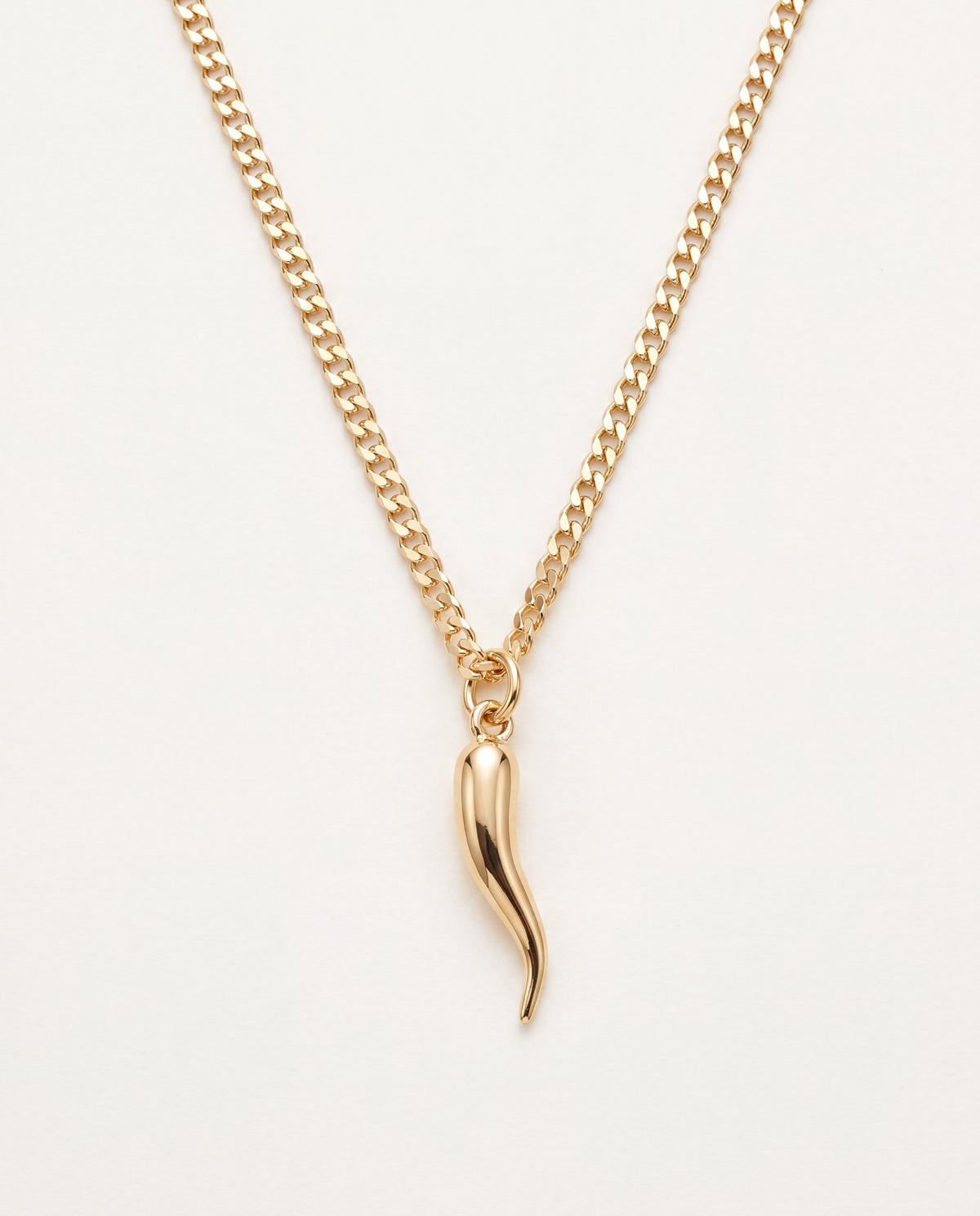 18KT Gold Filled Men's Chains, Gold Filled Curb Chain Necklace | Cornicello Charm 20–24 by HAUS OF MONOGRAM