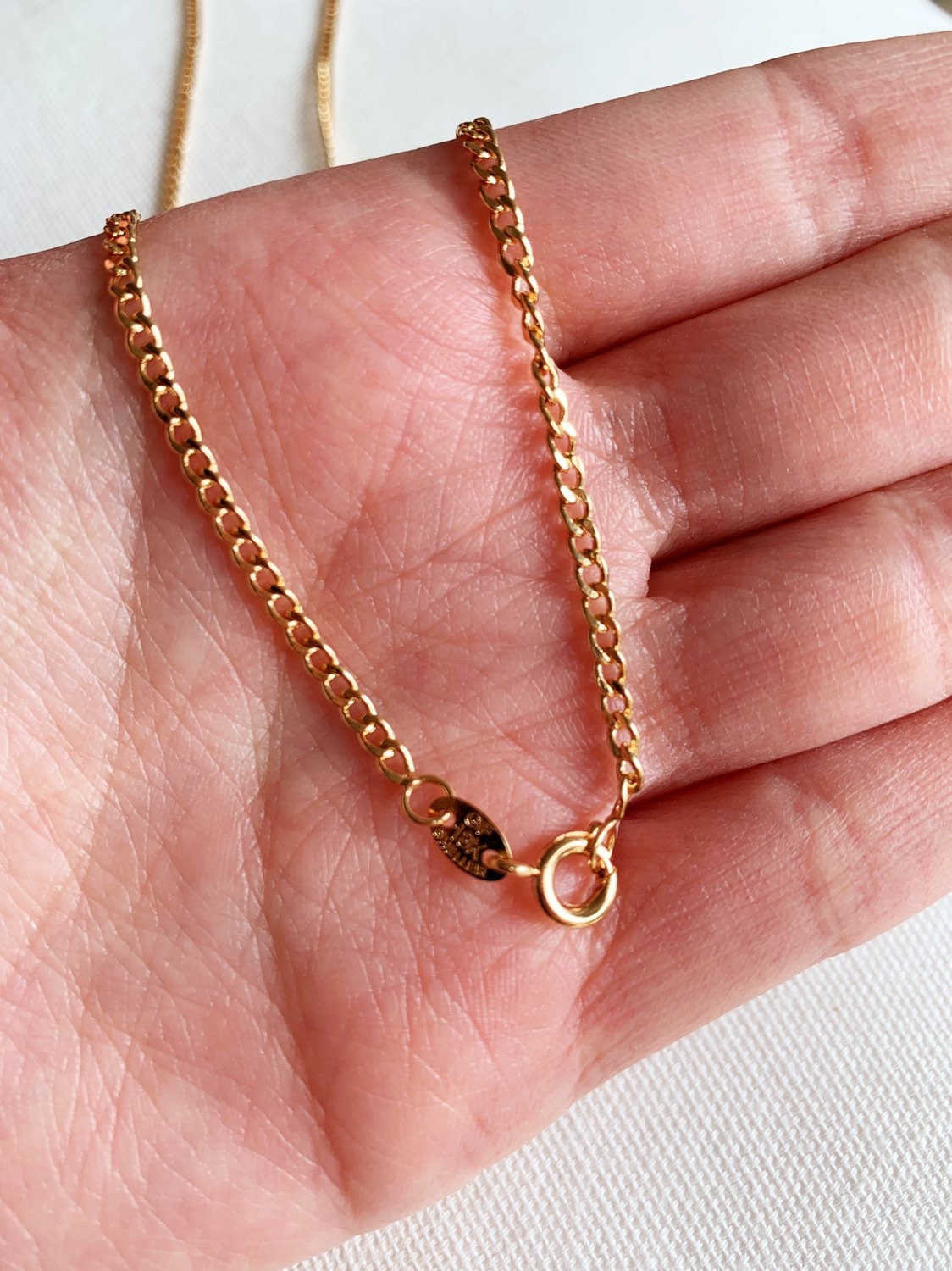 18KT Gold Filled Men's Chains, Gold Filled Curb Chain | Two Tone Cross Pendant | 20-22" by HAUS OF MONOGRAM