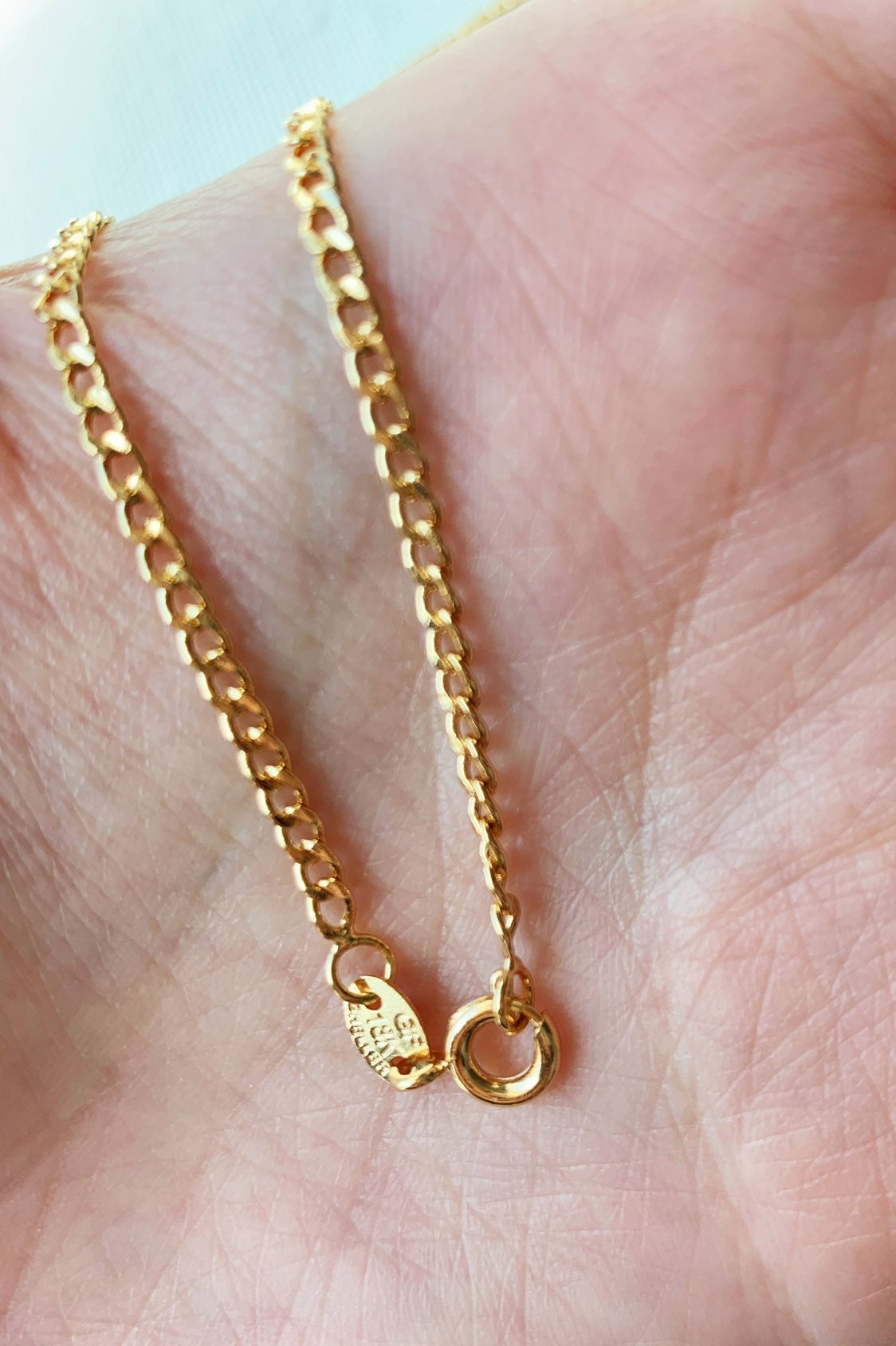 18KT Gold Filled Men's Chains, Gold Filled Curb Chain | Two Tone Cross Pendant | 20-22" by HAUS OF MONOGRAM