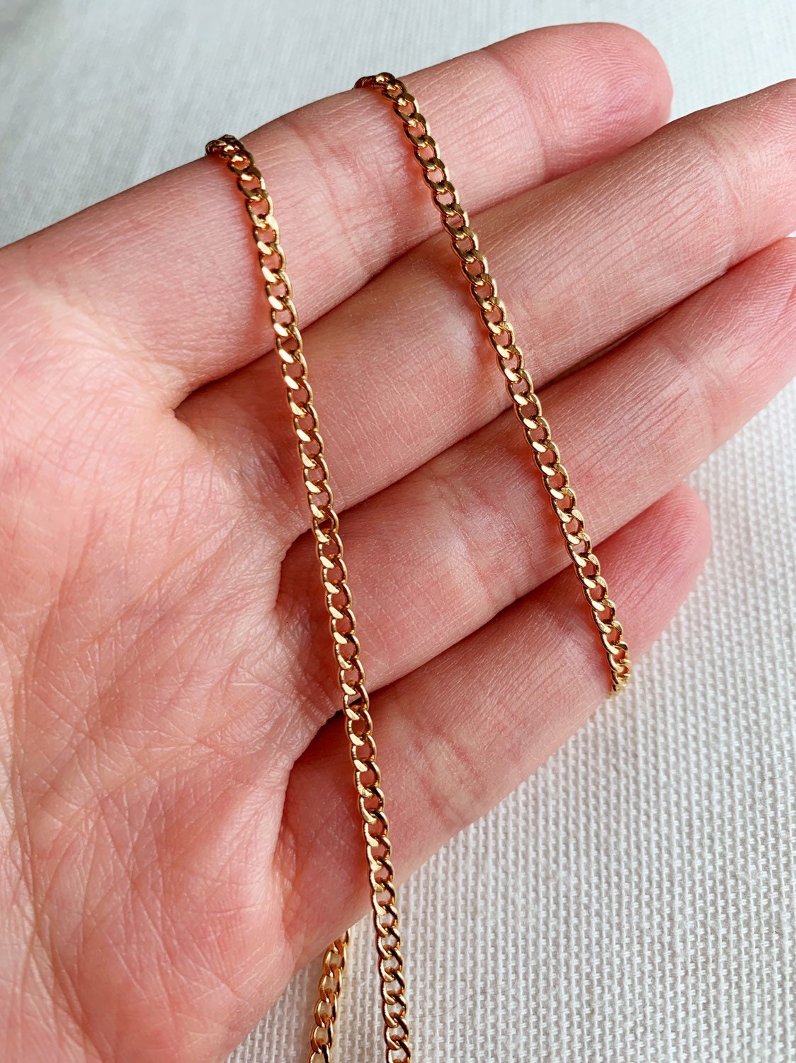 18KT Gold Filled Men's Chains, Gold Filled Curb Chain | Two Tone Cross Pendant | 20-22" by HAUS OF MONOGRAM