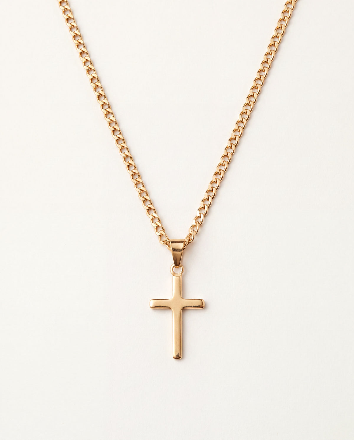 18KT Gold Filled Men's Chains, Gold Filled Curb Chain with Cross Pendant | 2mm Bold Design by HAUS OF MONOGRAM