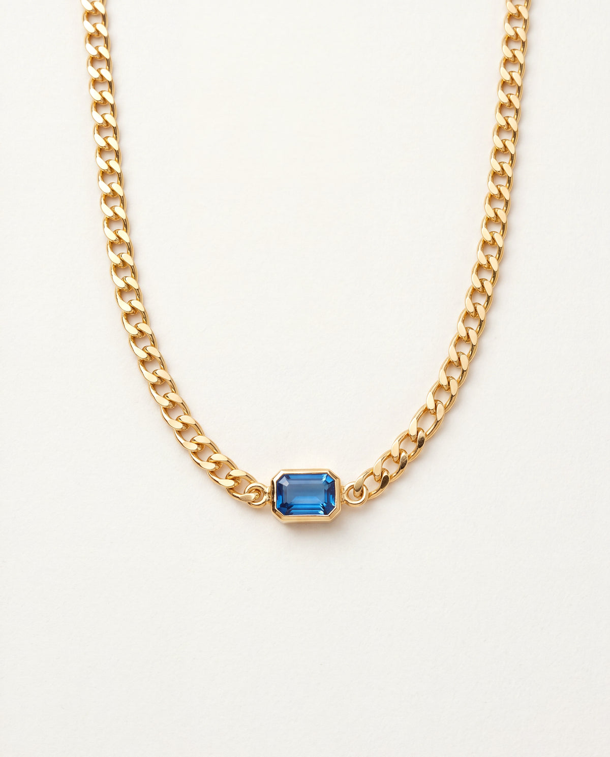 18KT Gold Filled Necklaces, Gold Filled Curb Necklace | 4mm | Gemstone Accent Chain by HAUS OF MONOGRAM