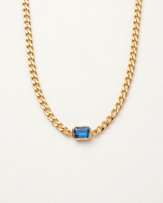 18KT Gold Filled Necklaces, Gold Filled Curb Necklace | 4mm | Gemstone Accent Chain by HAUS OF MONOGRAM