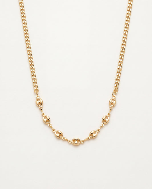 18KT Gold Filled Necklaces, Gold Filled Curb Necklace | Puff Accent | 2.5mm Shine by HAUS OF MONOGRAM