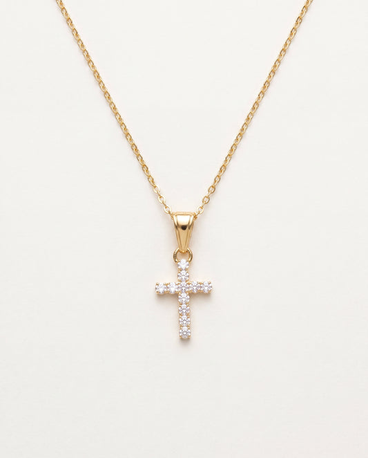 18KT Gold Filled Necklaces, Gold Filled CZ Cross Necklace | Timeless Faith & Sparkle by HAUS OF MONOGRAM