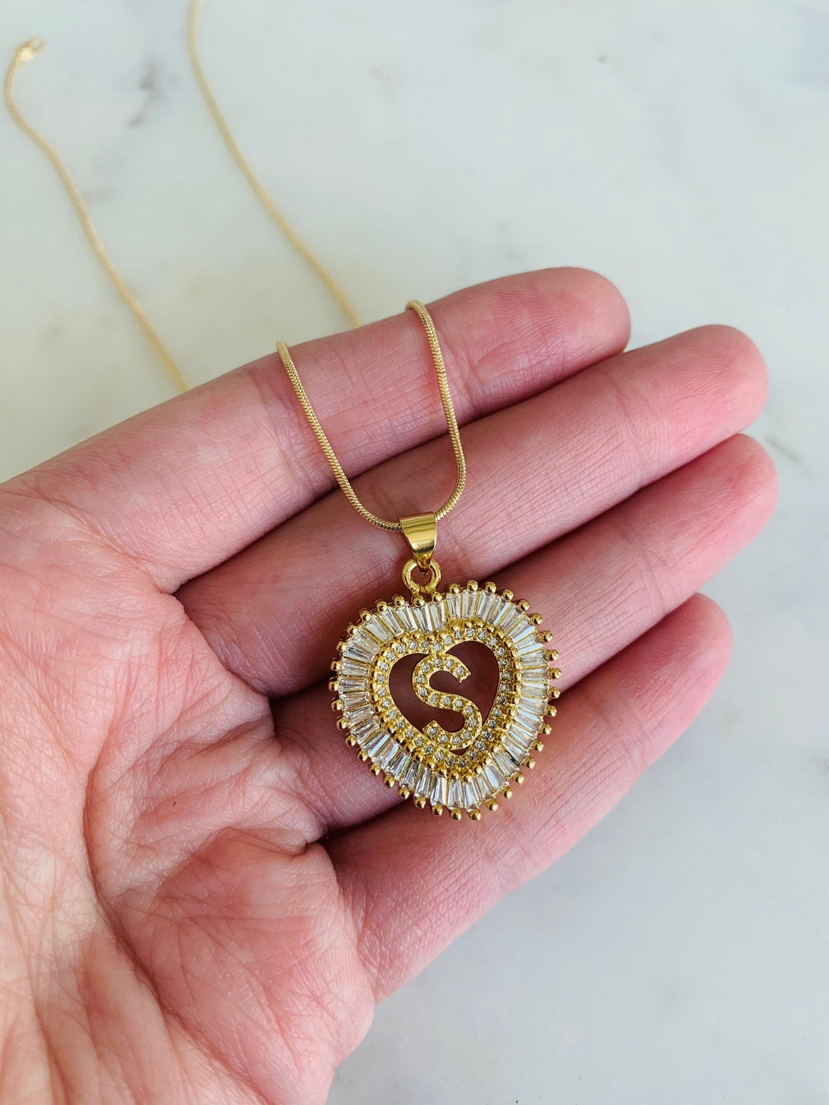 18KT Gold Filled Necklaces, Gold Filled CZ Heart Initial Pendant Necklace | Dainty & Personalized by HAUS OF MONOGRAM