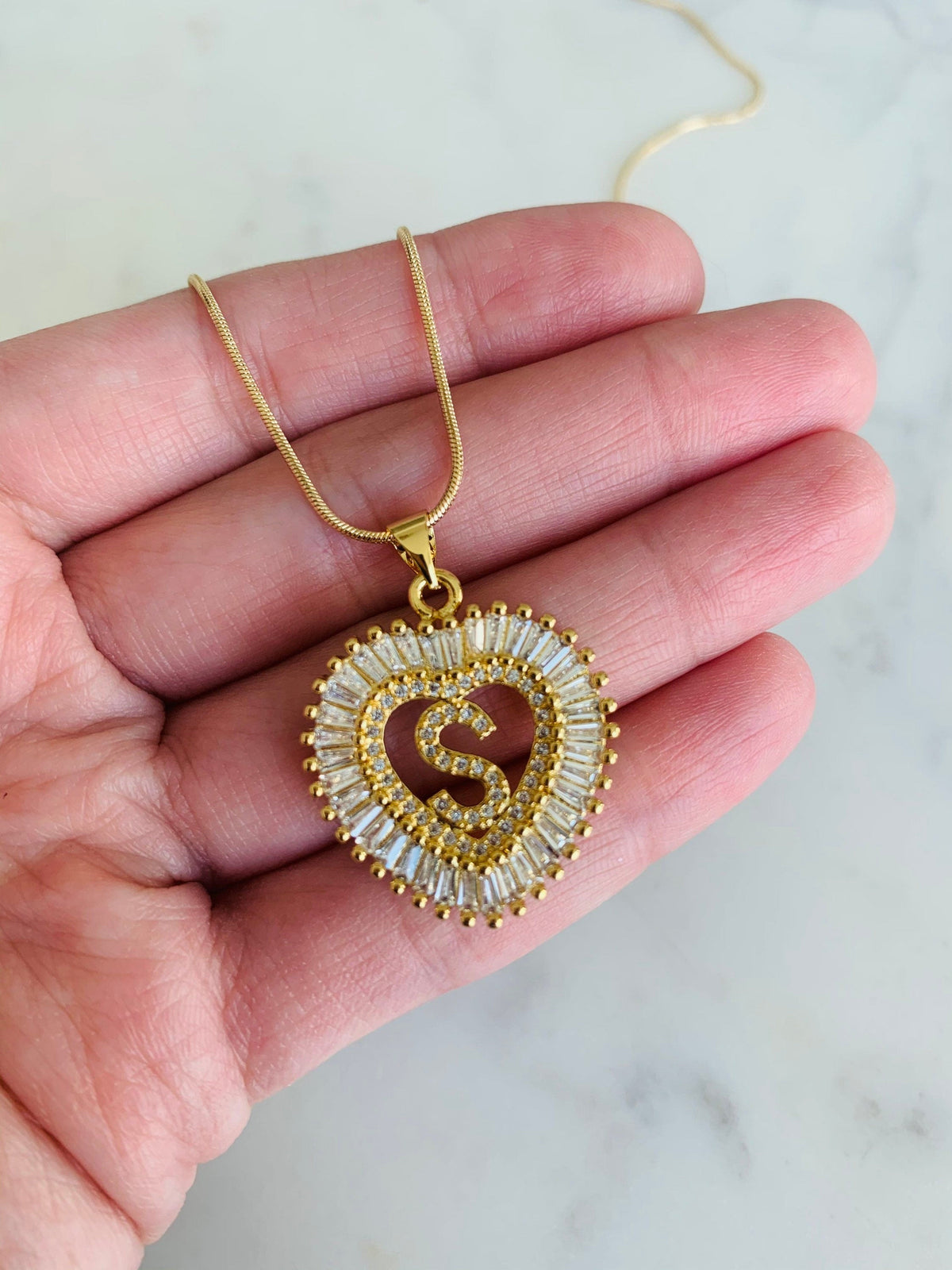 18KT Gold Filled Necklaces, Gold Filled CZ Heart Initial Pendant Necklace | Dainty & Personalized by HAUS OF MONOGRAM