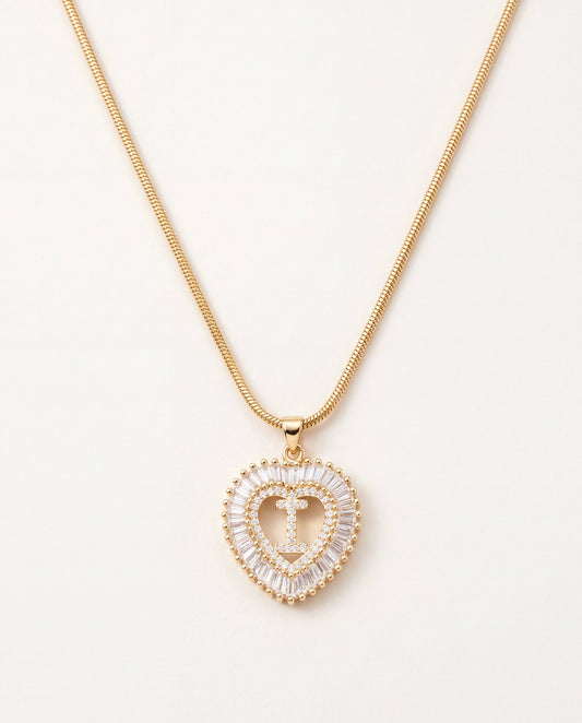 18KT Gold Filled Necklaces, Gold Filled CZ Heart Initial Pendant Necklace | Dainty & Personalized by HAUS OF MONOGRAM