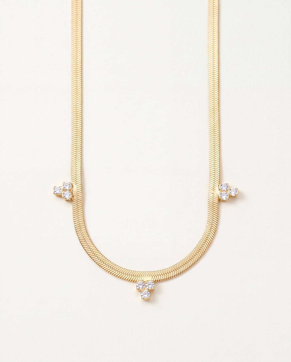 18KT Gold Filled Necklaces, Gold Filled CZ Herringbone Necklace | Sleek Dainty Chain Accent by HAUS OF MONOGRAM