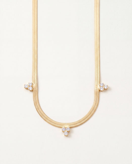 18KT Gold Filled Necklaces, Gold Filled CZ Herringbone Necklace | Sleek Dainty Chain Accent by HAUS OF MONOGRAM