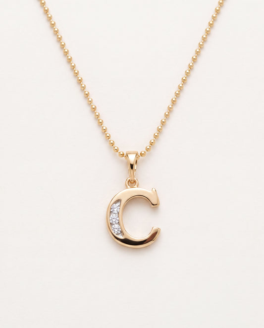 18KT Gold Filled Necklaces, Gold Filled CZ Initial Necklace | 11x15mm Pendant by HAUS OF MONOGRAM