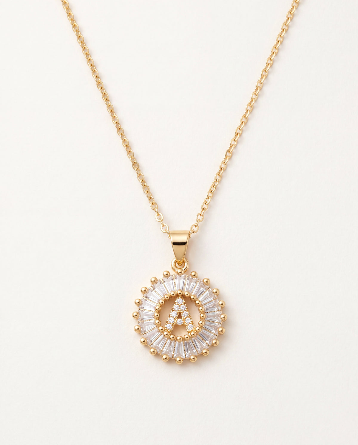 18KT Gold Filled Necklaces, Gold Filled CZ Initial Pendant Necklace | Various Chain Options by HAUS OF MONOGRAM