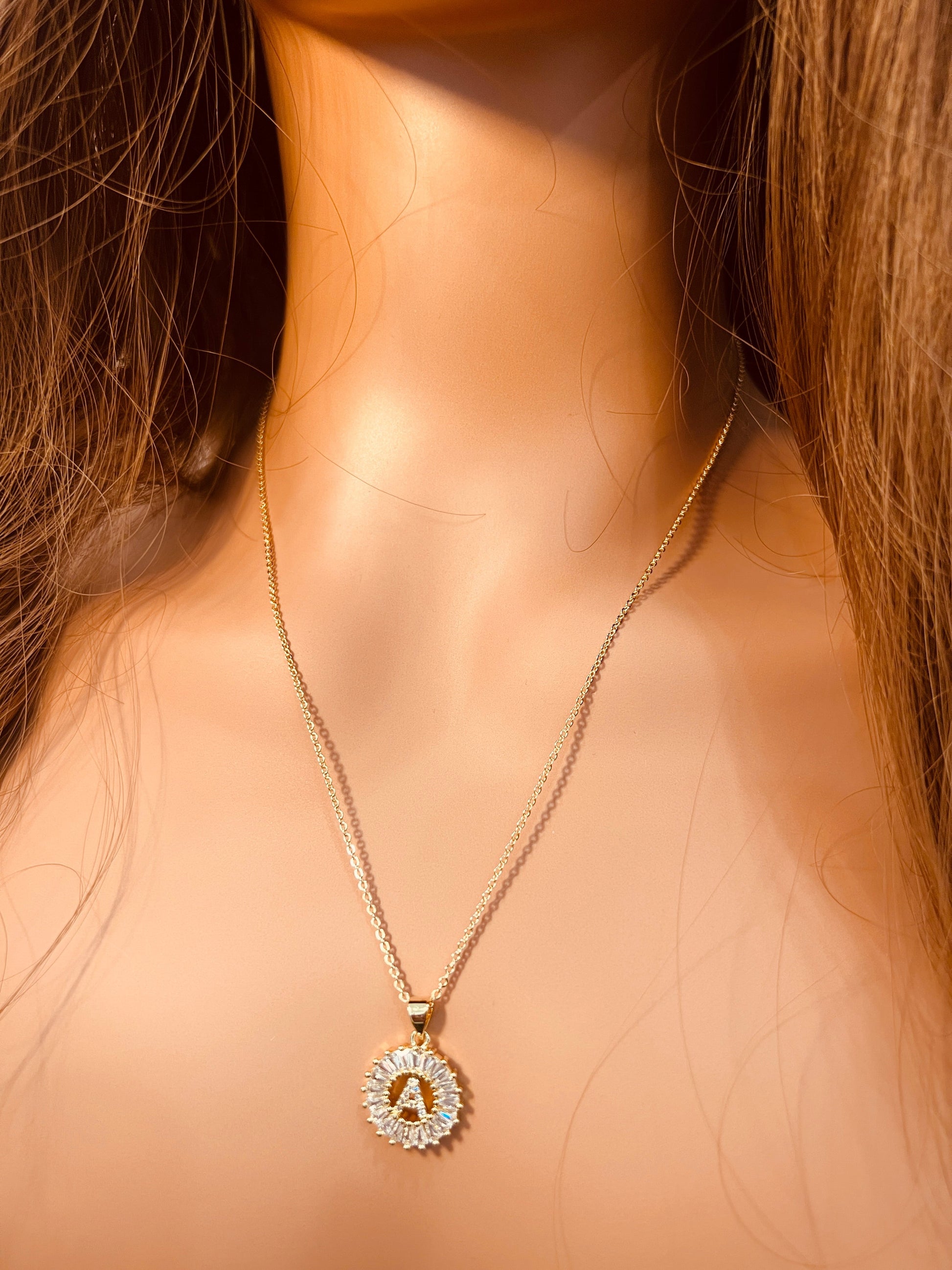 18KT Gold Filled Necklaces, Gold Filled CZ Initial Pendant Necklace | Various Chain Options by HAUS OF MONOGRAM