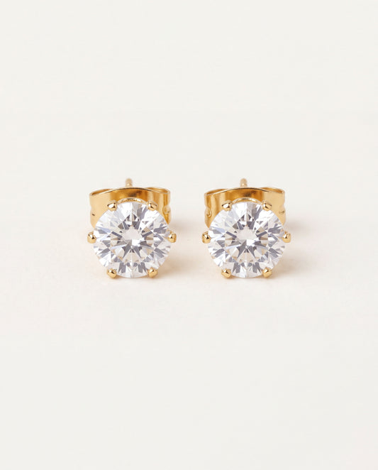 18KT Gold Filled Earrings, Gold Filled CZ Stud Earrings | 6mm Classic Everyday Sparkle by HAUS OF MONOGRAM