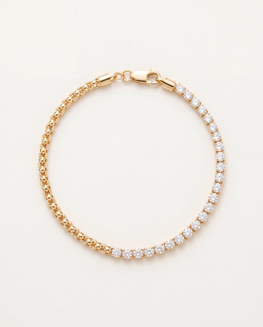 18KT Gold Filled Bracelets, Gold Filled CZ Tennis & Popcorn Bracelet | Dual Texture by HAUS OF MONOGRAM