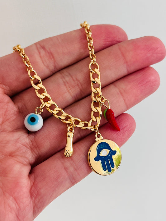 18KT Gold Filled Bracelets, Gold Filled Dangling Charm Bracelet | 18kt Gold Dainty Bracelet for Women by HAUS OF MONOGRAM